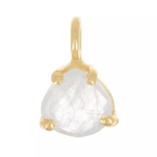 Colgante triángulo facetado engastado garra 10x7mm Plata 925 ORO -Piedra luna