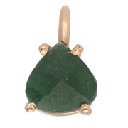 Colgante triangular facetado con engaste en garra, 10 x 7 mm - Plata 925 Dorado - Aventurina