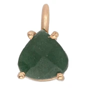 Colgante triangular facetado con engaste en garra, 10 x 7 mm - Plata 925 Dorado - Aventurina