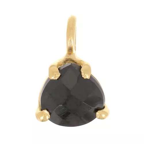 Colgante Triángulo Facetado con Engaste Garra 10x7 mm - Plata 925 Dorado Fino - Onix Negro