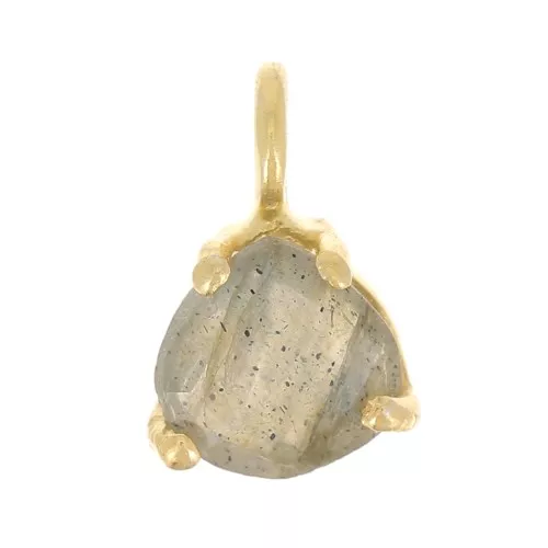 Colgante triángulo facetado engastado 10x7 mm Plata 925 ORO - Labradorita