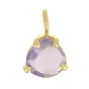 Colgante triángulo facetado engastado garra 10x7 mm Plata 925 ORO - Amatista