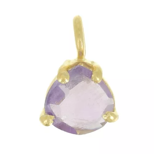 Colgante triángulo facetado engastado garra 10x7 mm Plata 925 ORO - Amatista