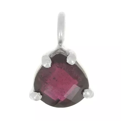 Colgante triángulo facetado con engaste garra 10x7 mm - Plata 925 - Granate x1
