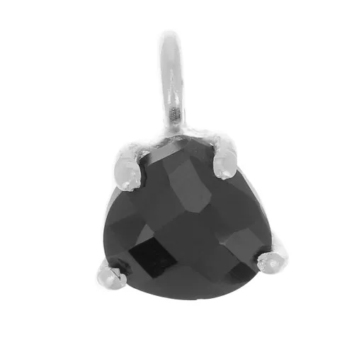 Colgante triángulo facetado con engaste garra 10x7 mm - Plata de ley 925 - Ónix negro x1