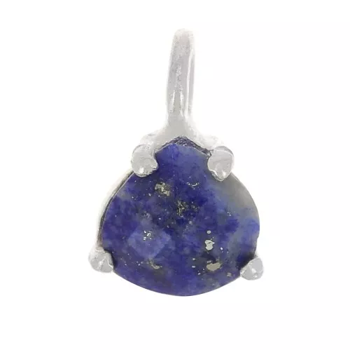 Colgante triángulo facetado con engaste garra 10x7 mm - Plata 925 - Lapislázuli