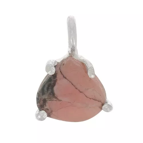 Colgante triángulo facetado con engaste garra 10x7 mm - Plata 925 - Rodonita