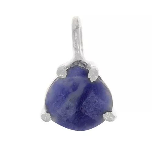 Colgante triángulo facetado con engaste garra 10x7 mm - Plata 925 - Sodalita