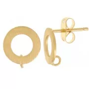 Tachuelas circulares huecas efecto cepillado 10mm anilla abierta Dorado con oro x2