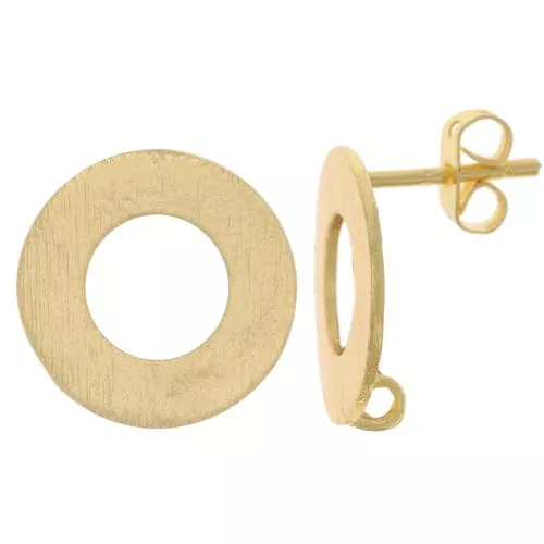 Pendientes circulares huecas efecto cepillado 16 mm con anilla abierta - Dorado x2