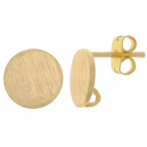 Pendientes redondos efecto cepillado 10 mm con anilla abierta - Dorado x2