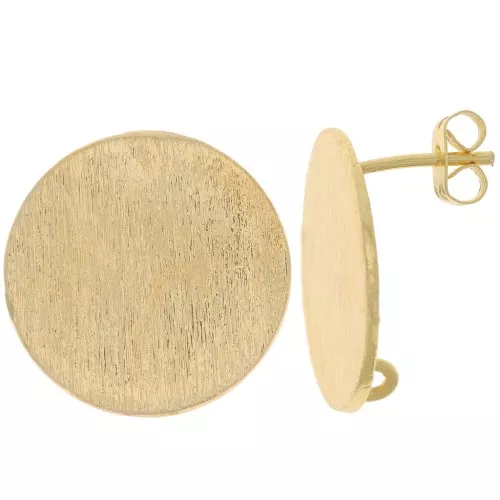 Pendientes redondos efecto cepillado 21 mm con anilla abierta - Dorado x2
