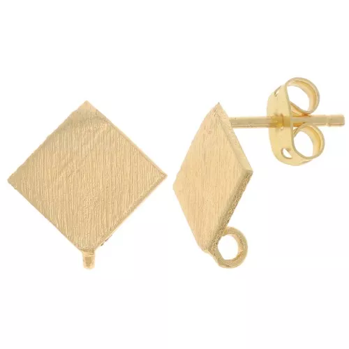 Pendientes de diamantes efecto cepillado 13 mm con anilla abierta - Dorado x2