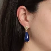 Pendientes de diamantes efecto cepillado 13 mm con anilla abierta - Dorado x2