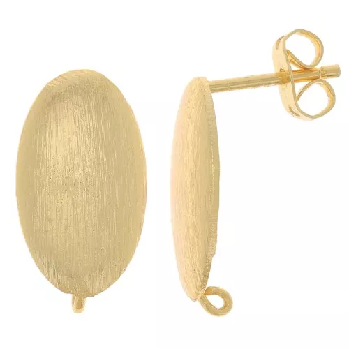 Pendientes Ovalados Efecto Cepillado 17x10 mm con Aro Abierto - Dorado x2