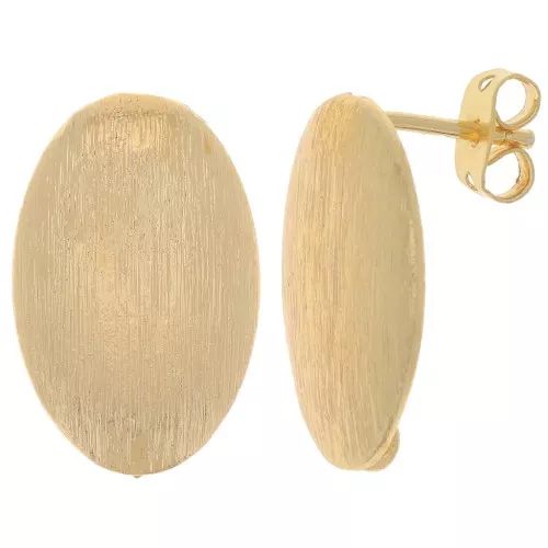 Pendientes Ovalados Efecto Cepillado 20x13 mm con Aro Abierto - Dorado x2