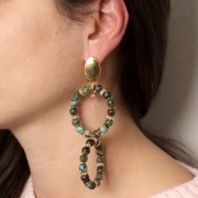 Pendientes Ovalados Efecto Cepillado 20x13 mm con Aro Abierto - Dorado x2