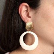 Pendientes trapecio efecto cepillado 20 mm con anilla abierta - Dorado x2