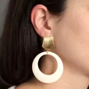 Pendientes trapecio efecto cepillado 20 mm con anilla abierta - Dorado x2