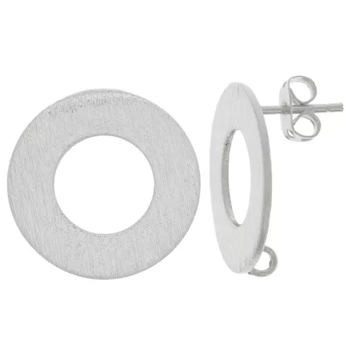 Tachuelas circulares huecas efecto cepillado 20 mm con anilla abierta - Plateado x2
