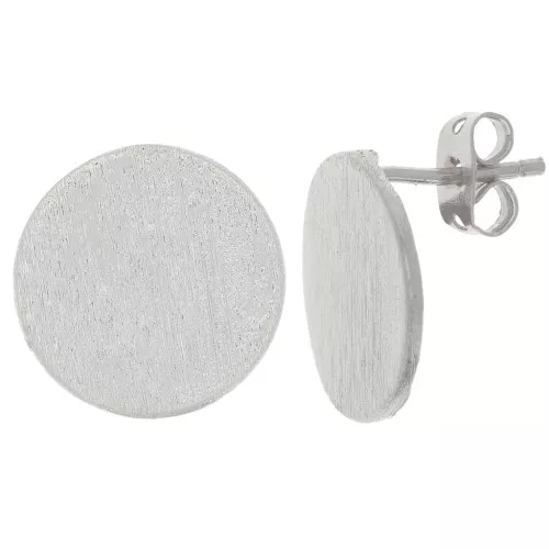 Tachuelas redondas efecto cepillado 15 mm con anilla abierta - Plateado x2
