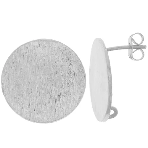 Pendientes redondos efecto cepillado 21 mm con anilla abierta - Plateado x2