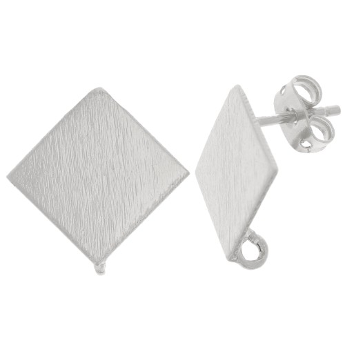 Pendientes de diamantes efecto cepillado 16 mm con anilla abierta - Plateado x2