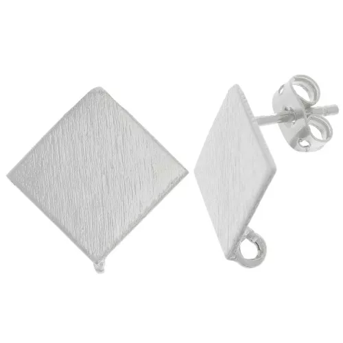 Pendientes de diamantes efecto cepillado 16 mm con anilla abierta - Plateado x2