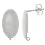 Pendientes Ovalados Efecto Cepillado 17x10 mm con Aro Abierto - Plateado x2