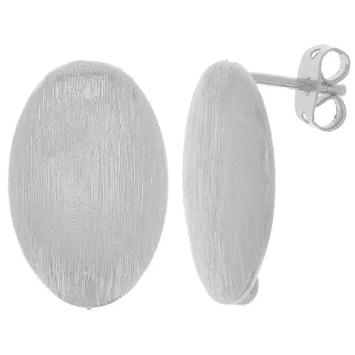 Pendientes Ovalados Efecto Cepillado 20x13 mm con Aro Abierto - Plateado x2