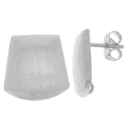 Pendientes trapecio efecto cepillado 15 mm con anilla abierta - Plateado x2|raw }}