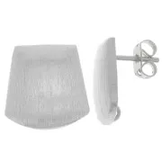 Pendientes trapecio efecto cepillado 15 mm con anilla abierta - Plateado x2