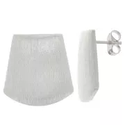 Pendientes trapecio efecto cepillado 20 mm con anilla abierta - Plateado x2