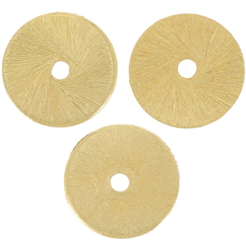 Arandela Heishi efecto cepillado 12x0,8 mm - Dorado x5g aprox. 6 piezas
