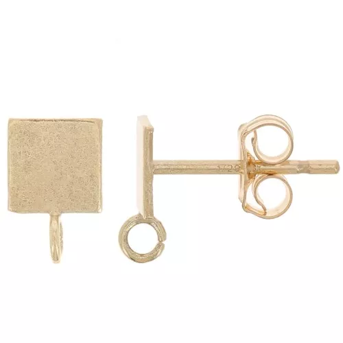 Pendientes cuadrados de 5 mm con anilla abierta - Gold Filled x2