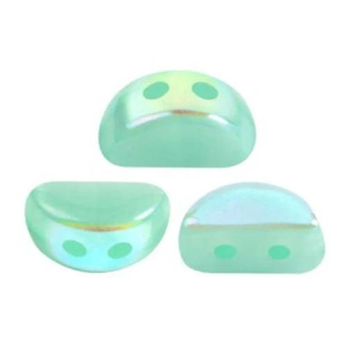 Cuentas de vidrio Kos® de Puca® 6x3 mm - Blue Green Opal AB x10g