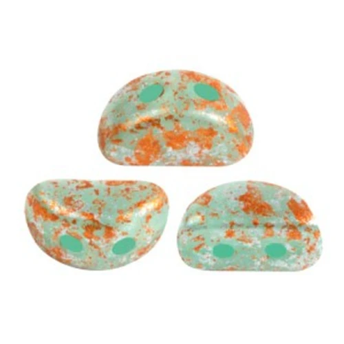 Kos® Glass Beads by Puca® 6x3 mm - Blue Green Opal Tweedy x10g