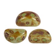 Kos® Glass Beads by Puca® 6x3 mm - Green Aqua Opal Travertin x10g