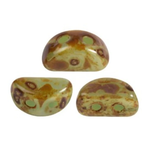 Kos® Glass Beads by Puca® 6x3 mm - Green Aqua Opal Travertin x10g