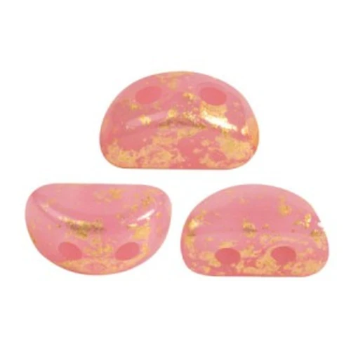 Kos® Glass Beads by Puca® 6x3 mm - Light Rose Opal Gold Splash x10g
