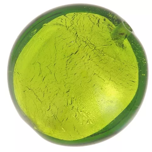 Bombeada Murano hoja de plata 16 mm Peridoto x1