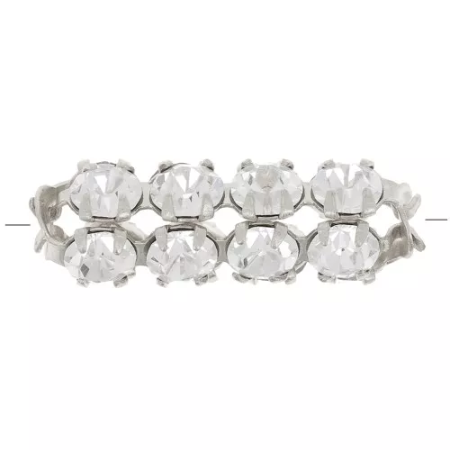 Tubo de perlas con cabujones de cristal Preciosa 16x7 mm - Plata - Cristal x1
