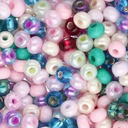 Cuentas de Rocalla Preciosa 6/0 4 mm - Mezcla multicolor rosa - Nacaradas - Azul x 20 g