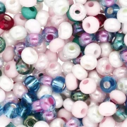 Preciosa Cuentas de Rocalla 6/0 4 mm - Mezcla multicolor rosa - Nacaradas - Azul x 20 g