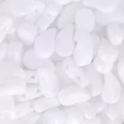 Cuentas de vidrio Paisley Duo 9x5.5 mm - Blanco opaco x10g