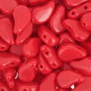 Cuentas de vidrio Paisley Duo 9x5.5 mm - Coral rojo opaco x10g