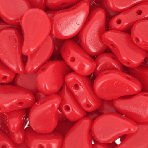 Cuentas de vidrio Paisley Duo 9x5.5 mm - Coral rojo opaco x10g