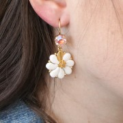 Cuentas de vidrio Paisley Duo 9x5.5 mm - Blanco Opaco Albaricoque Lleno x10g