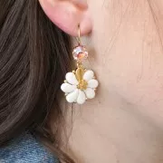 Cuentas de vidrio Paisley Duo 9x5.5 mm - Blanco Opaco Albaricoque Lleno x10g