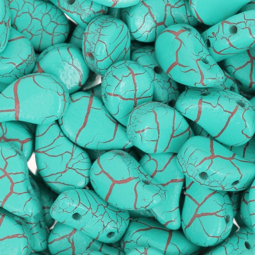 Cuentas de vidrio Paisley Duo 9x5.5 mm Verde Ionico Turquesa - Marron x10g